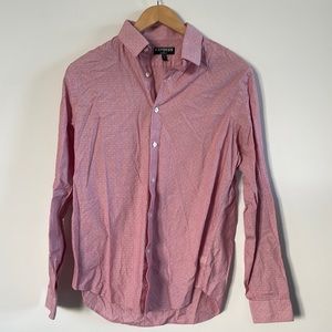 EXPRESS MENS Modern Fit Red Dot Long Sleeve Button Down 16 16.5”